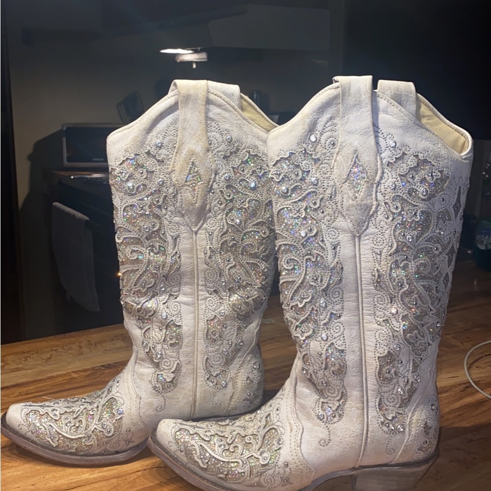 Women’s glitter and crystal wedding boots!!